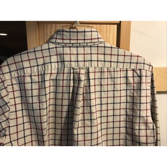 Façonnable Men’s 14.5 Beige Red Blue Check Long Sleeve Button Down Cotton Shirt - Picture 11 of 12
